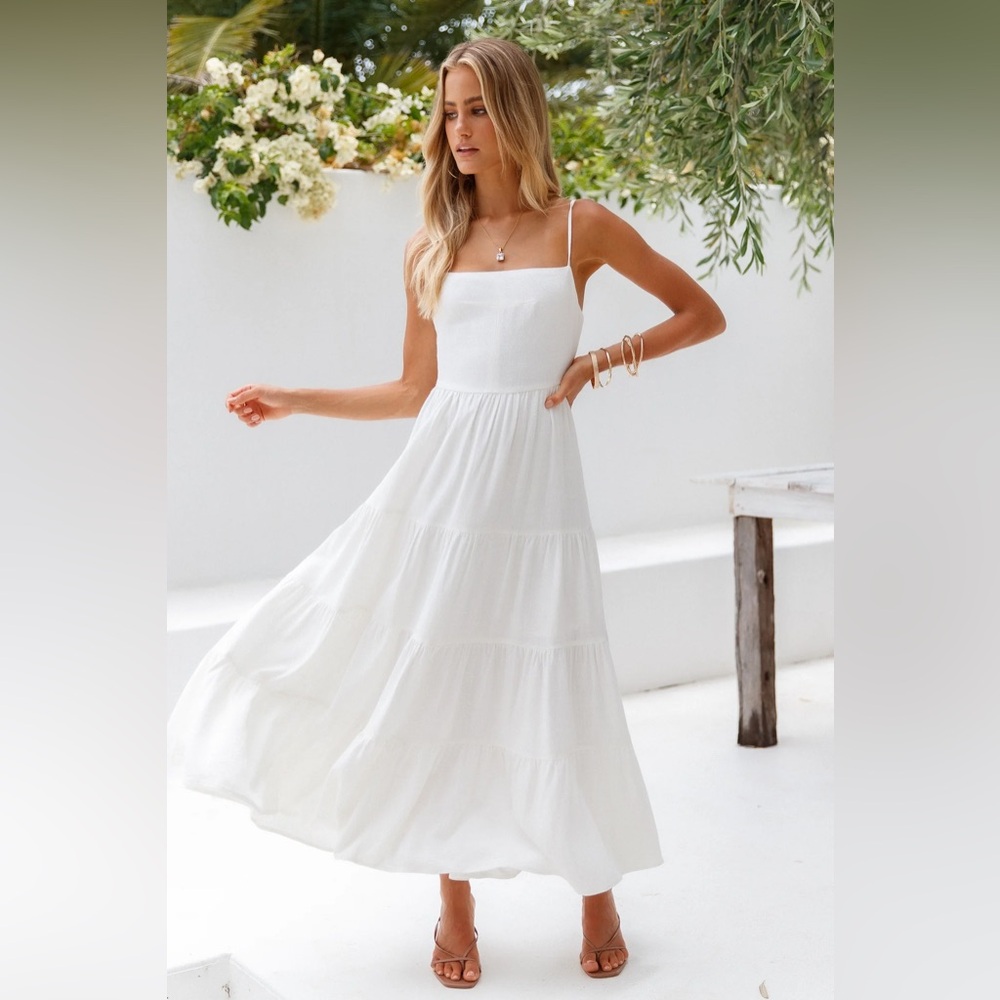 TRAIN INTO TOWN MIDI DRESS WHITE